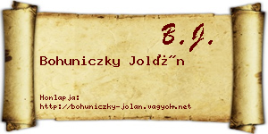 Bohuniczky Jolán névjegykártya