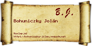 Bohuniczky Jolán névjegykártya