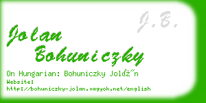 jolan bohuniczky business card